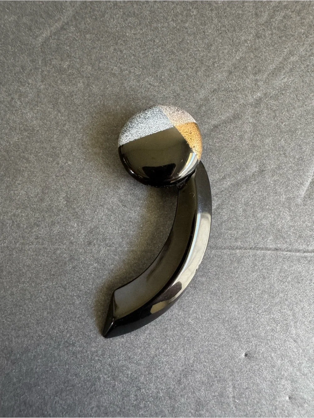 Vintage 80s Acrylic Brooch Apostrophe Comma Black Post Modern Statement Jewelry
